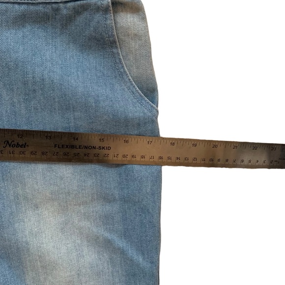 Light wash overalls dungarees size XS tie up strap zip back bootcut flare - Picture 14 of 15